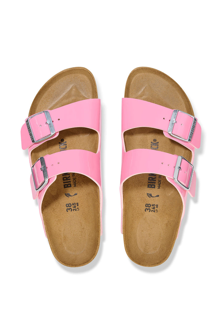 Birkenstock Arizona 1026957 Candy Pink Black Birko-Flor Patent Leather Narrow Fit Sandal - Shirley Allum Boutique