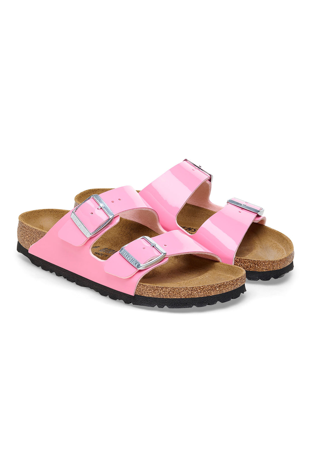 Birkenstock Arizona 1026957 Candy Pink Black Birko-Flor Patent Leather Narrow Fit Sandal - Shirley Allum Boutique