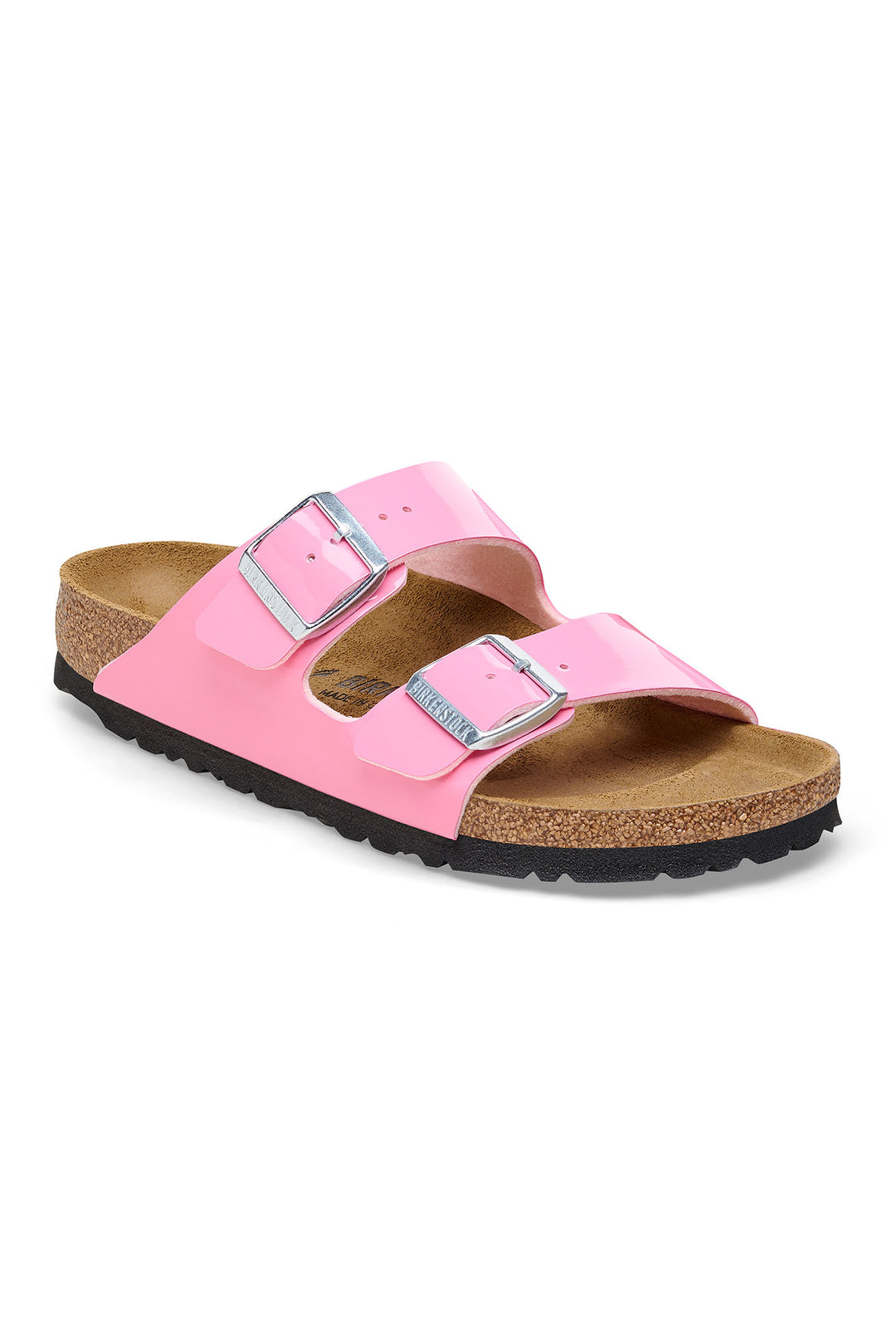 Birkenstock Arizona 1026957 Candy Pink Black Birko-Flor Patent Leather Narrow Fit Sandal - Shirley Allum Boutique