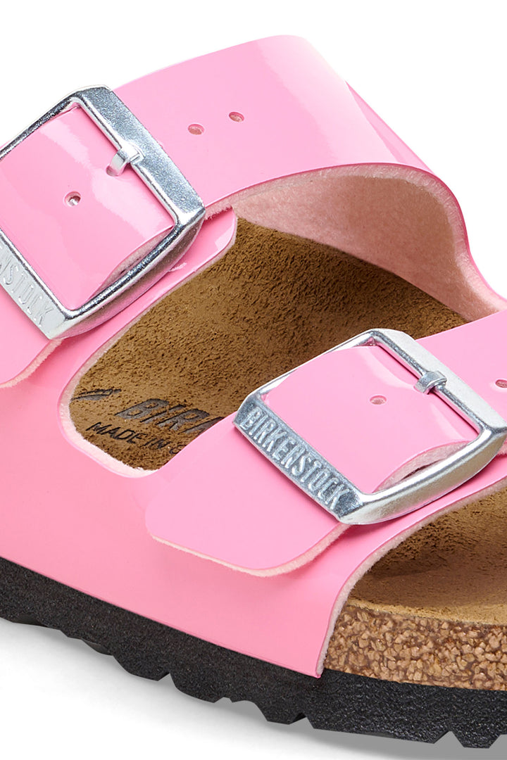 Birkenstock Arizona 1026957 Candy Pink Black Birko-Flor Patent Leather Narrow Fit Sandal - Shirley Allum Boutique