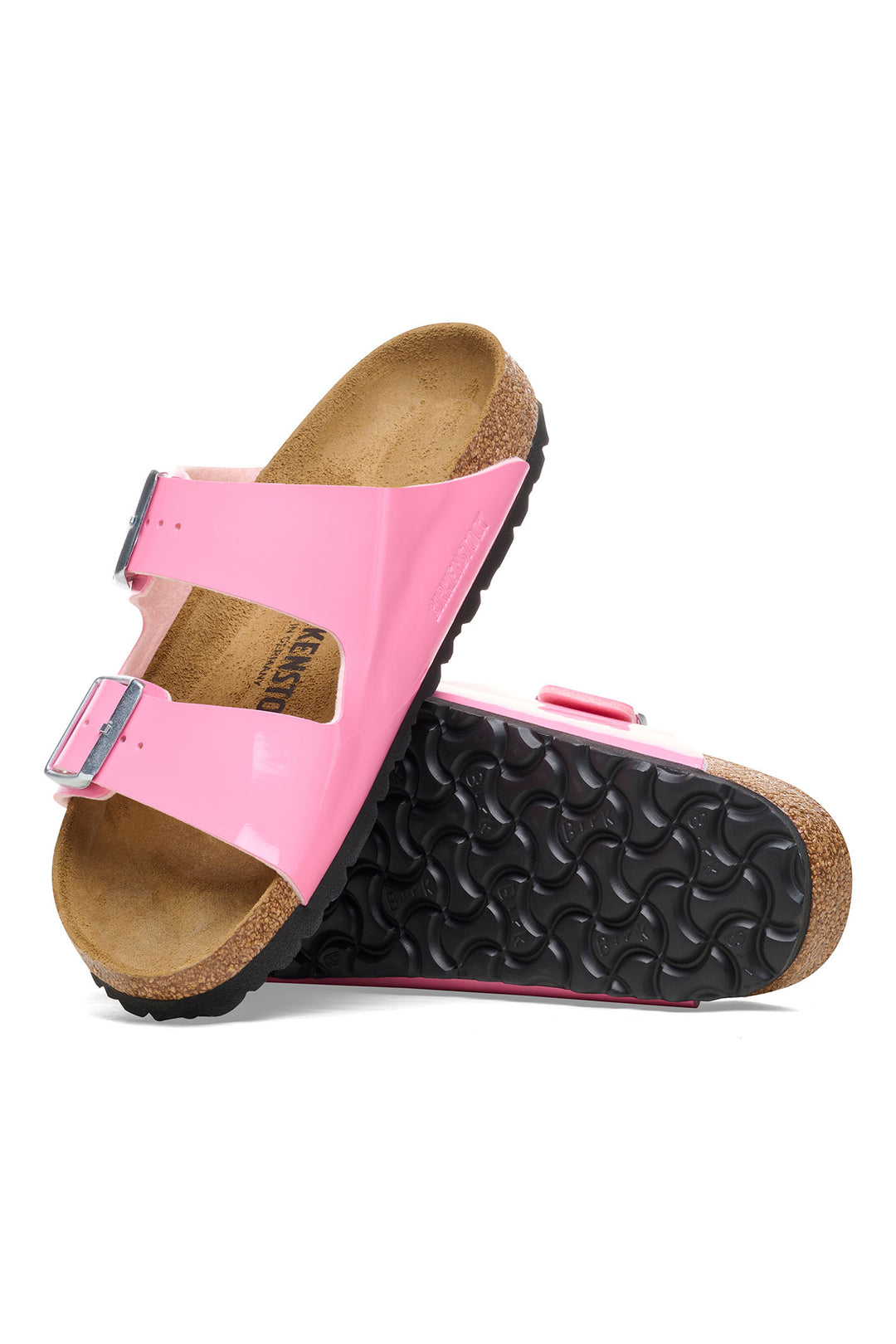 Birkenstock Arizona 1026957 Candy Pink Black Birko-Flor Patent Leather Narrow Fit Sandal - Shirley Allum Boutique