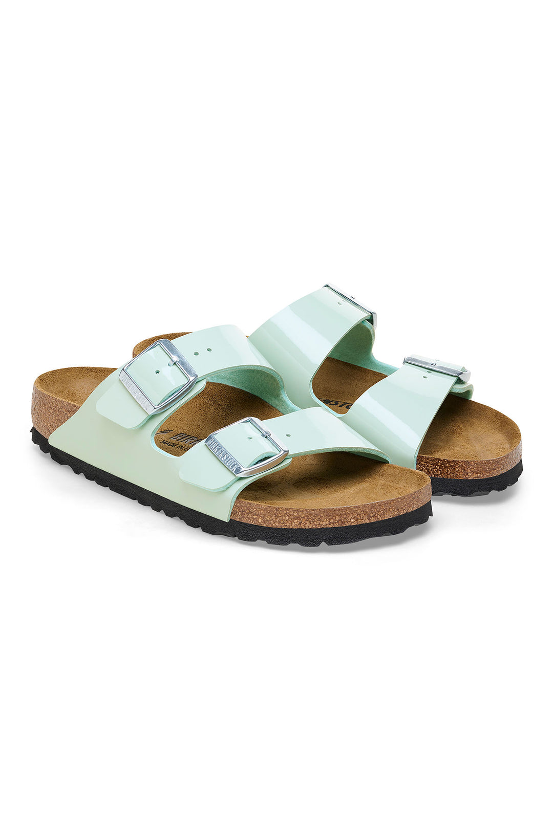 Birkenstock Arizona 1026963 Surf Green Birko-Flor Patent Leather Narrow Fit Sandal - Shirley Allum Boutique