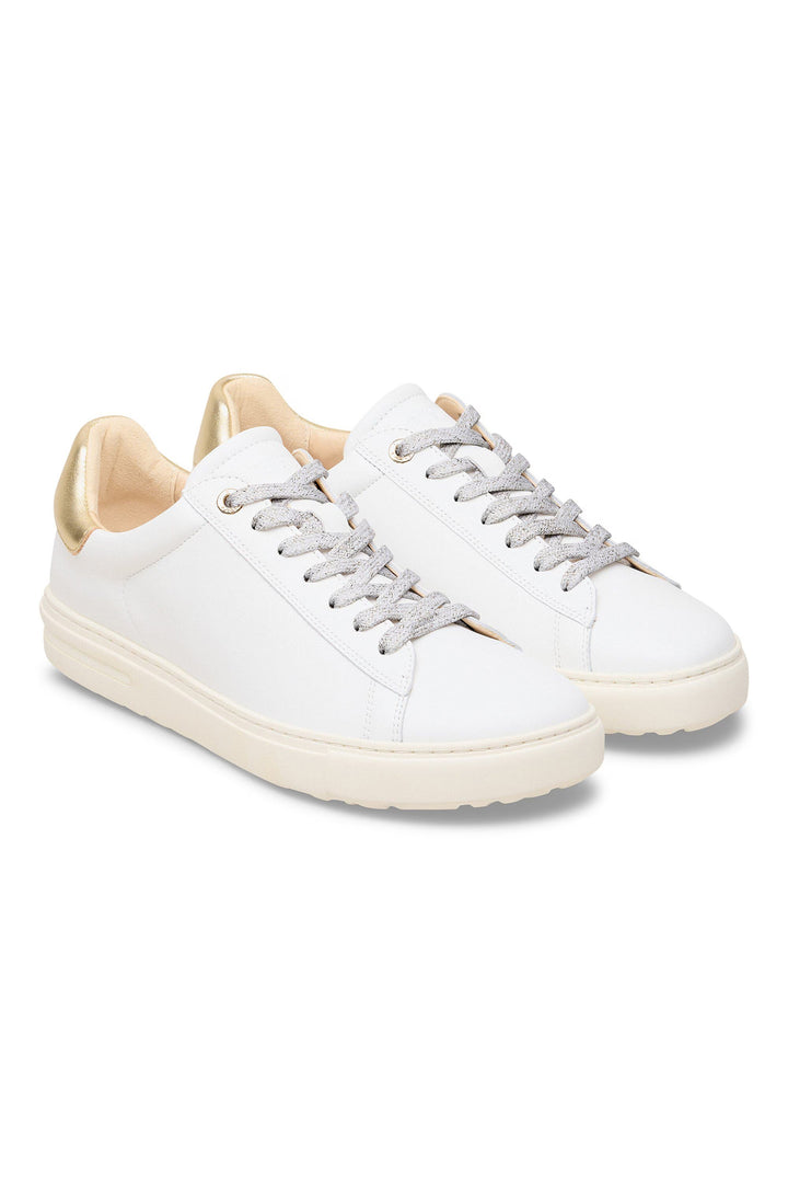 Birkenstock Bend Low 1030162 White Metallic Rose Leather Narrow Fit Trainer