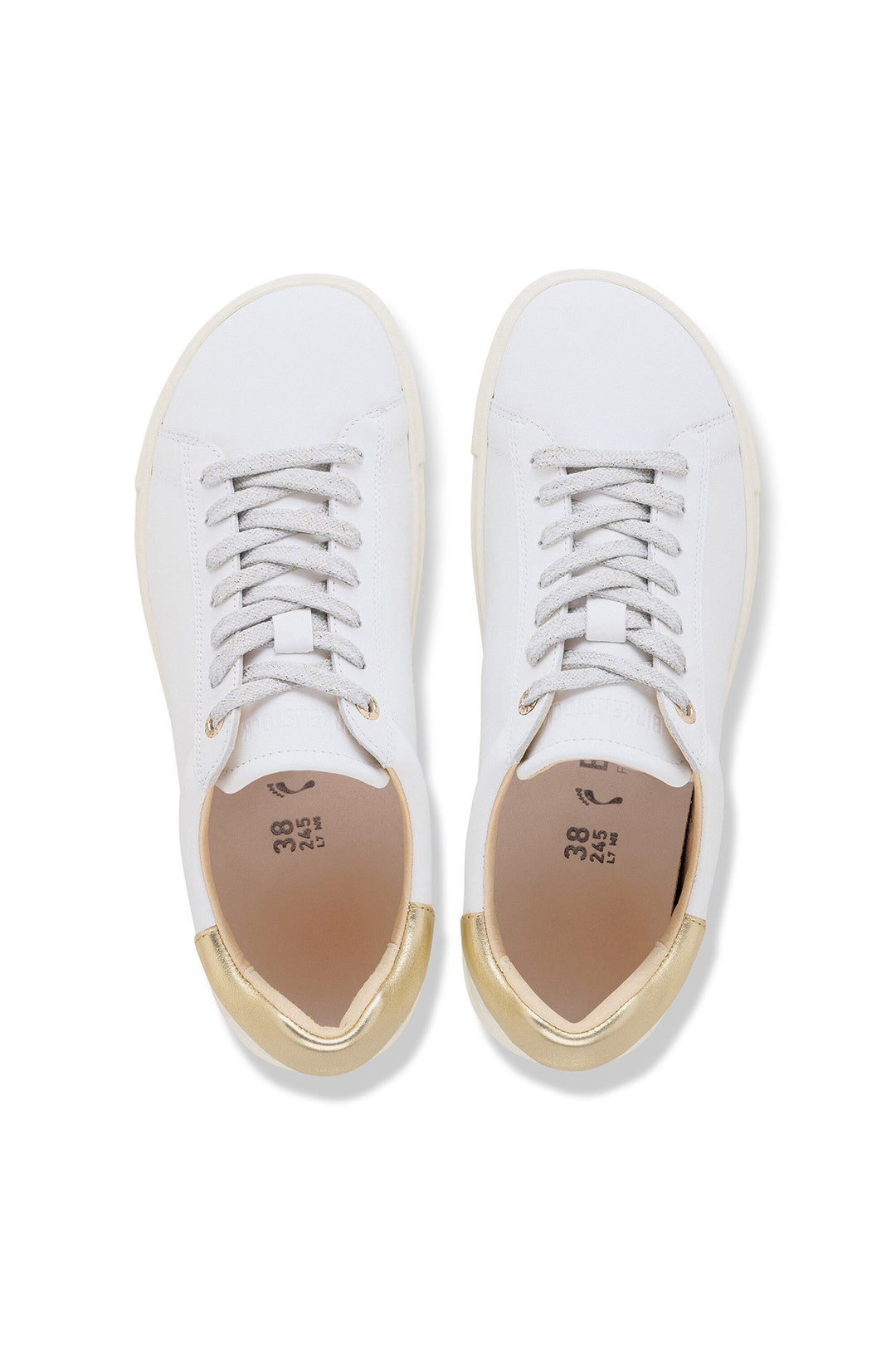 Birkenstock Bend Low 1030162 White Metallic Rose Leather Narrow Fit Trainer