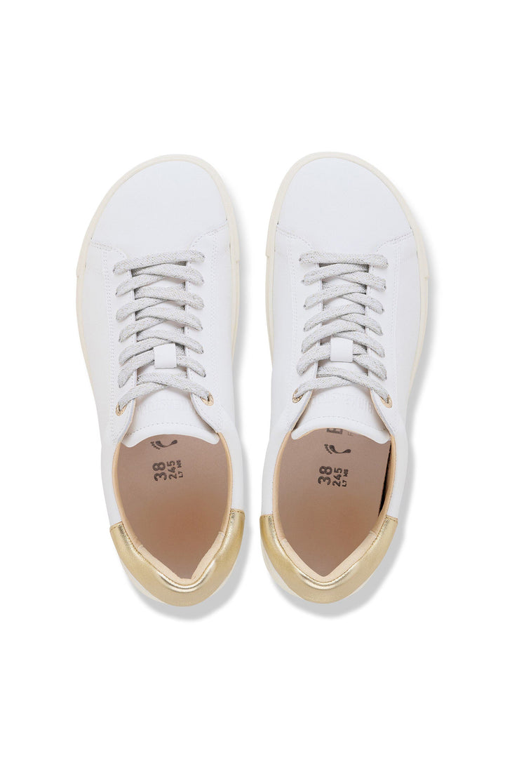 Birkenstock Bend Low 1030162 White Metallic Rose Leather Narrow Fit Trainer