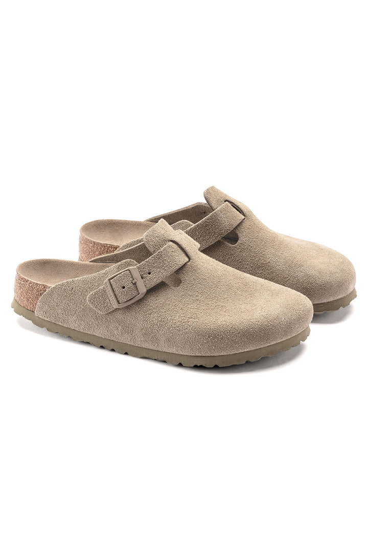 Birkenstock Boston 1019054 Faded Khaki SFB Suede Leather Regular Fit Clog - Shirley Allum Boutique