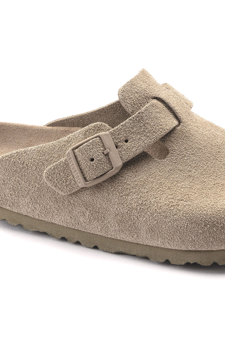 Birkenstock Boston 1019054 Faded Khaki SFB Suede Leather Regular Fit Clog - Shirley Allum Boutique