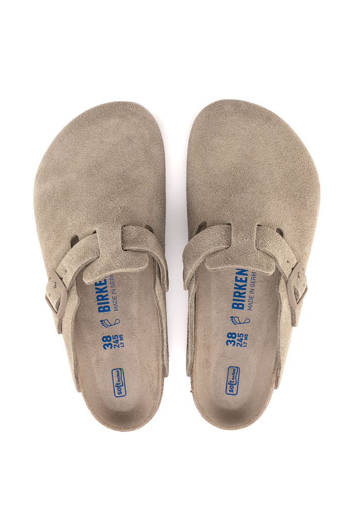 Birkenstock Boston 1019054 Faded Khaki SFB Suede Leather Regular Fit Clog - Shirley Allum Boutique