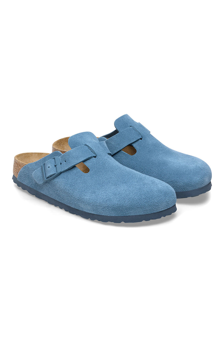 Birkenstock Boston 1026769 Elemental Blue Suede Leather Regular Fit Clog - Shirley Allum Boutique