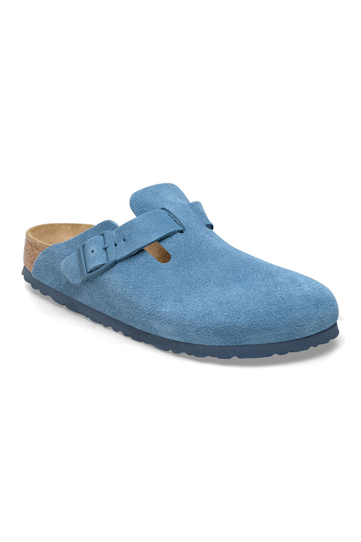 Birkenstock Boston 1026769 Elemental Blue Suede Leather Regular Fit Clog - Shirley Allum Boutique