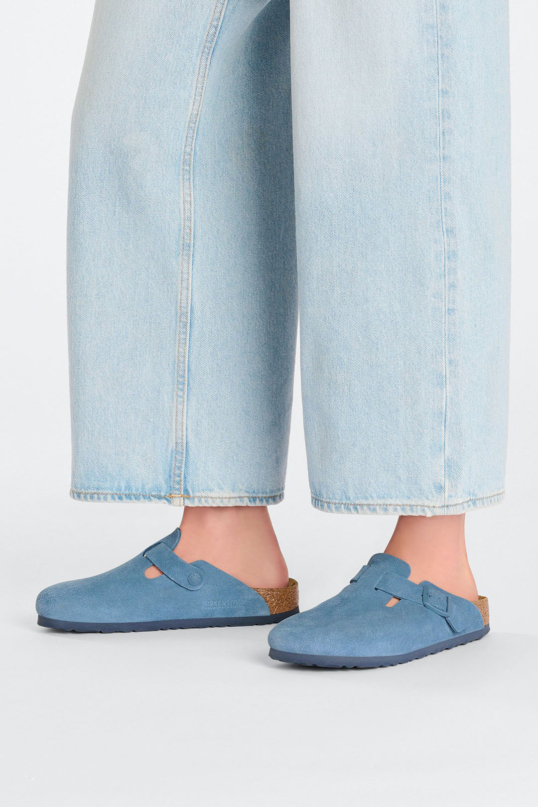 Birkenstock Boston 1026769 Elemental Blue Suede Leather Regular Fit Clog - Shirley Allum Boutique