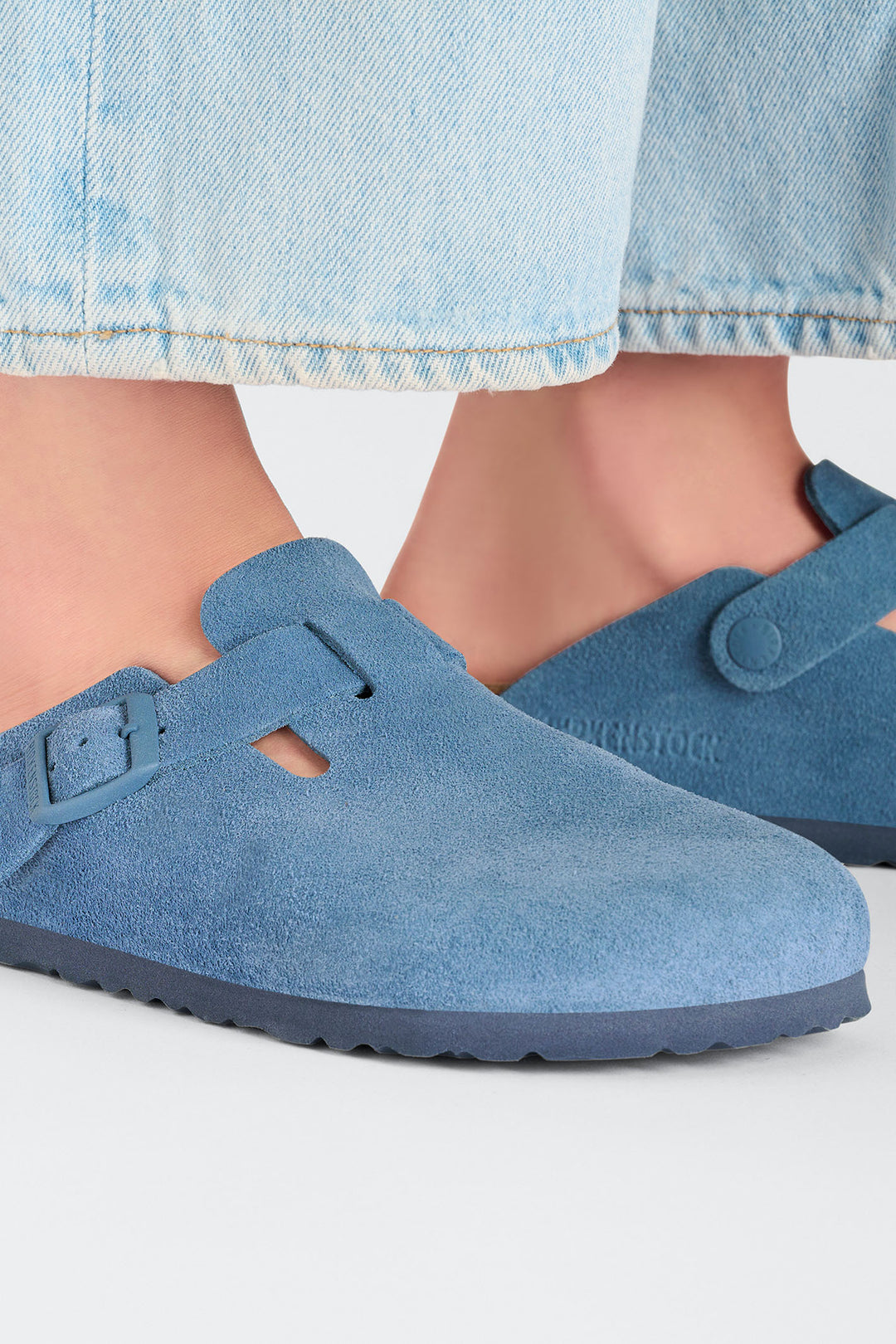 Birkenstock Boston 1026769 Elemental Blue Suede Leather Regular Fit Clog - Shirley Allum Boutique