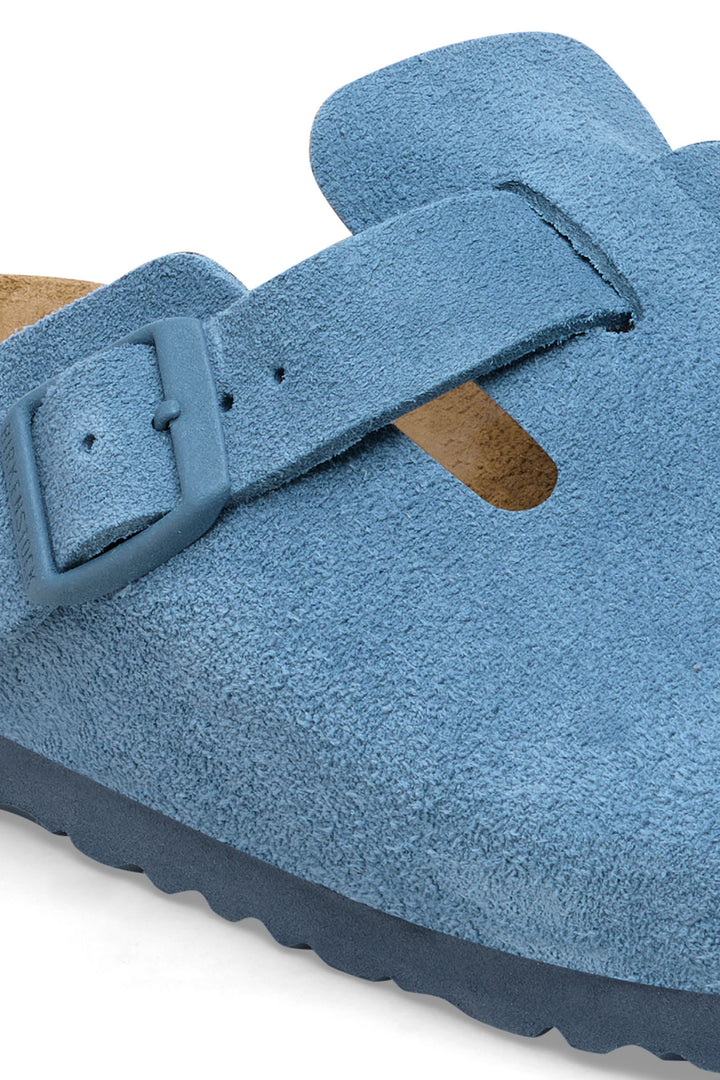 Birkenstock Boston 1026769 Elemental Blue Suede Leather Regular Fit Clog - Shirley Allum Boutique