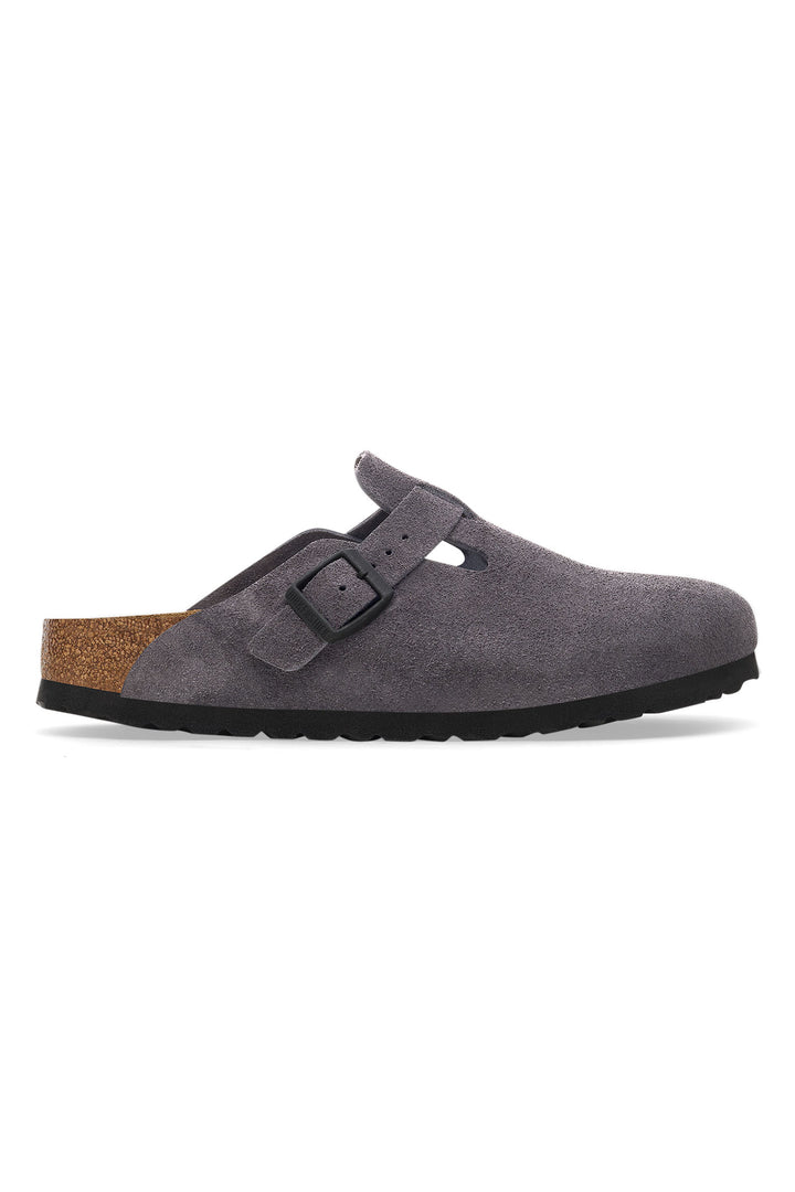 Birkenstock Boston 1028602 Grey Suede Velvet Regular Fit Clog - Shirley Allum Boutique
