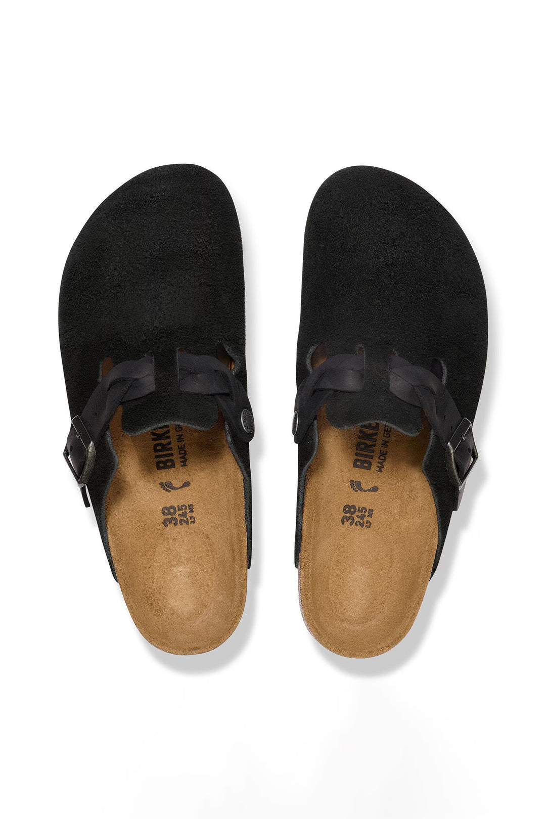 Birkenstock Boston Braided 1030561 Black Suede Leather Regular Fit Clog