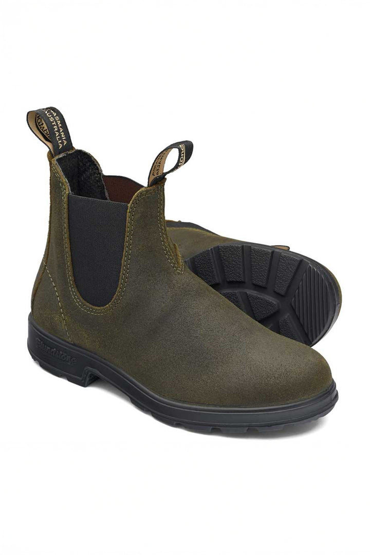 Blundstone 1615 Dark Olive Waxed Suede Original Chelsea Boots