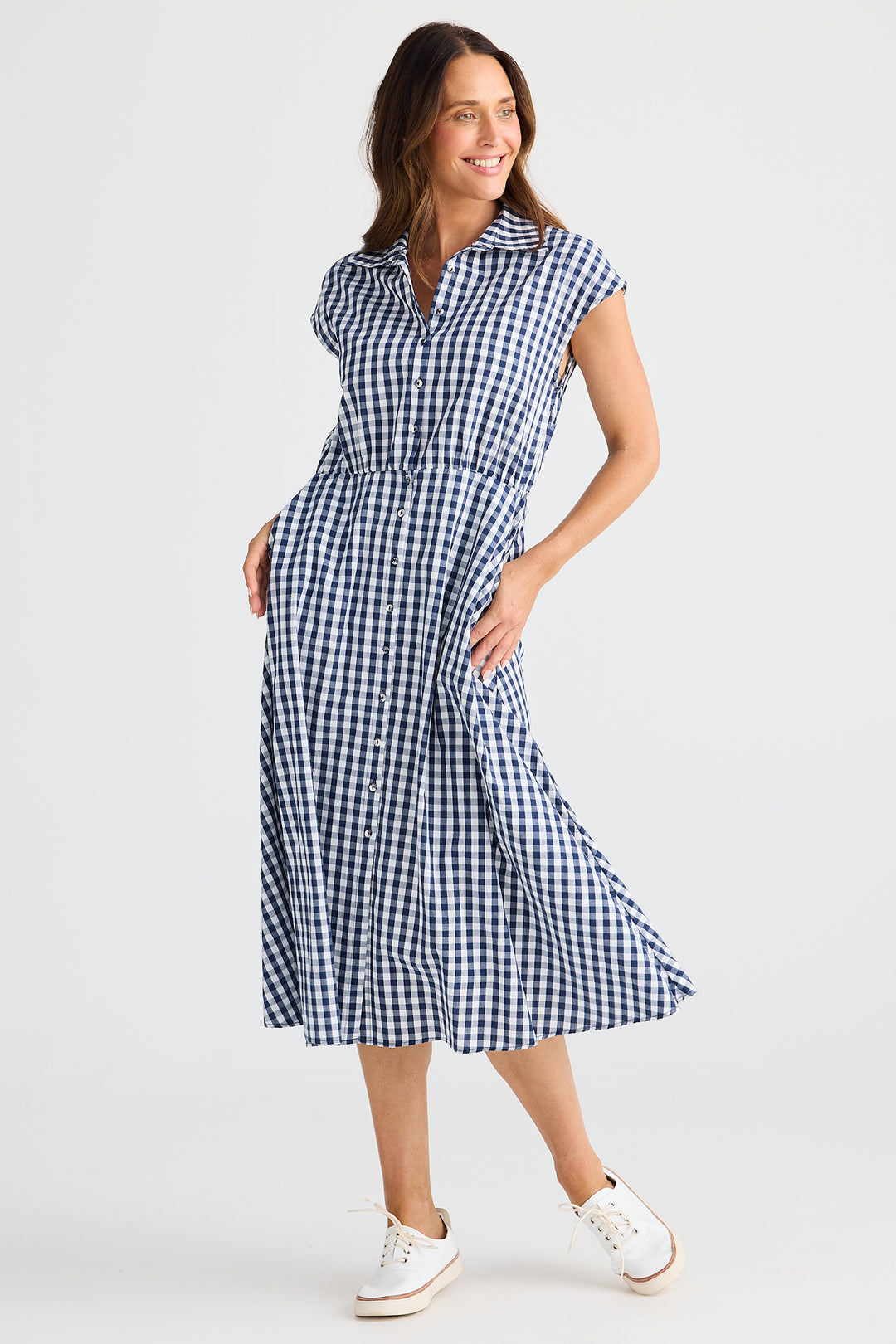 Brave+True BT25373-3 Musings Navy Gingham Dress