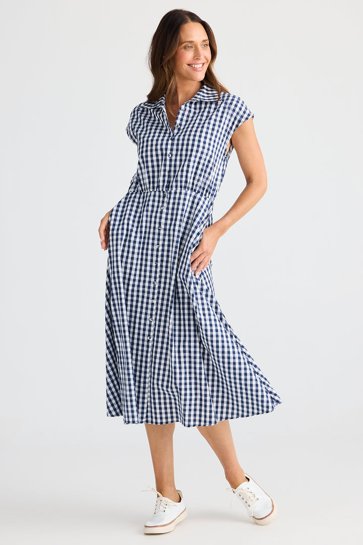 Brave+True BT25373-3 Musings Navy Gingham Dress