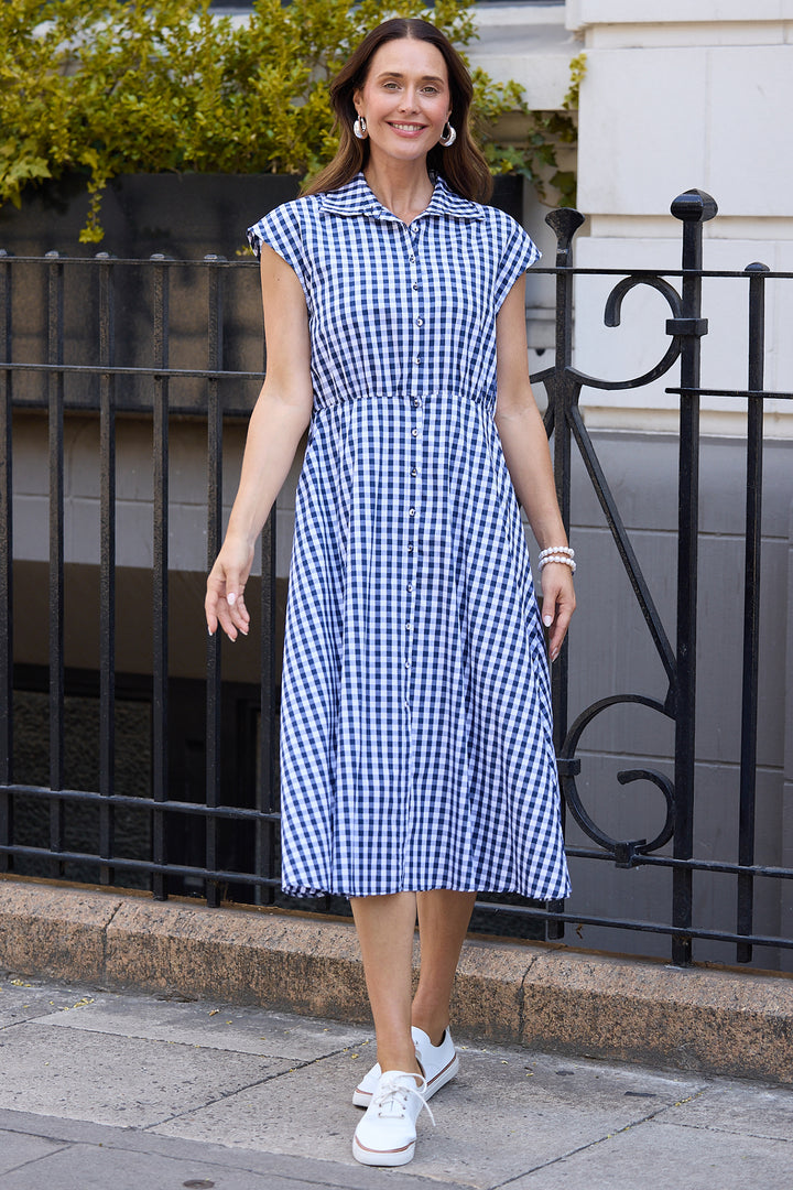 Brave+True BT25373-3 Musings Navy Gingham Dress