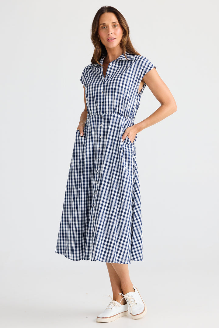 Brave+True BT25373-3 Musings Navy Gingham Dress