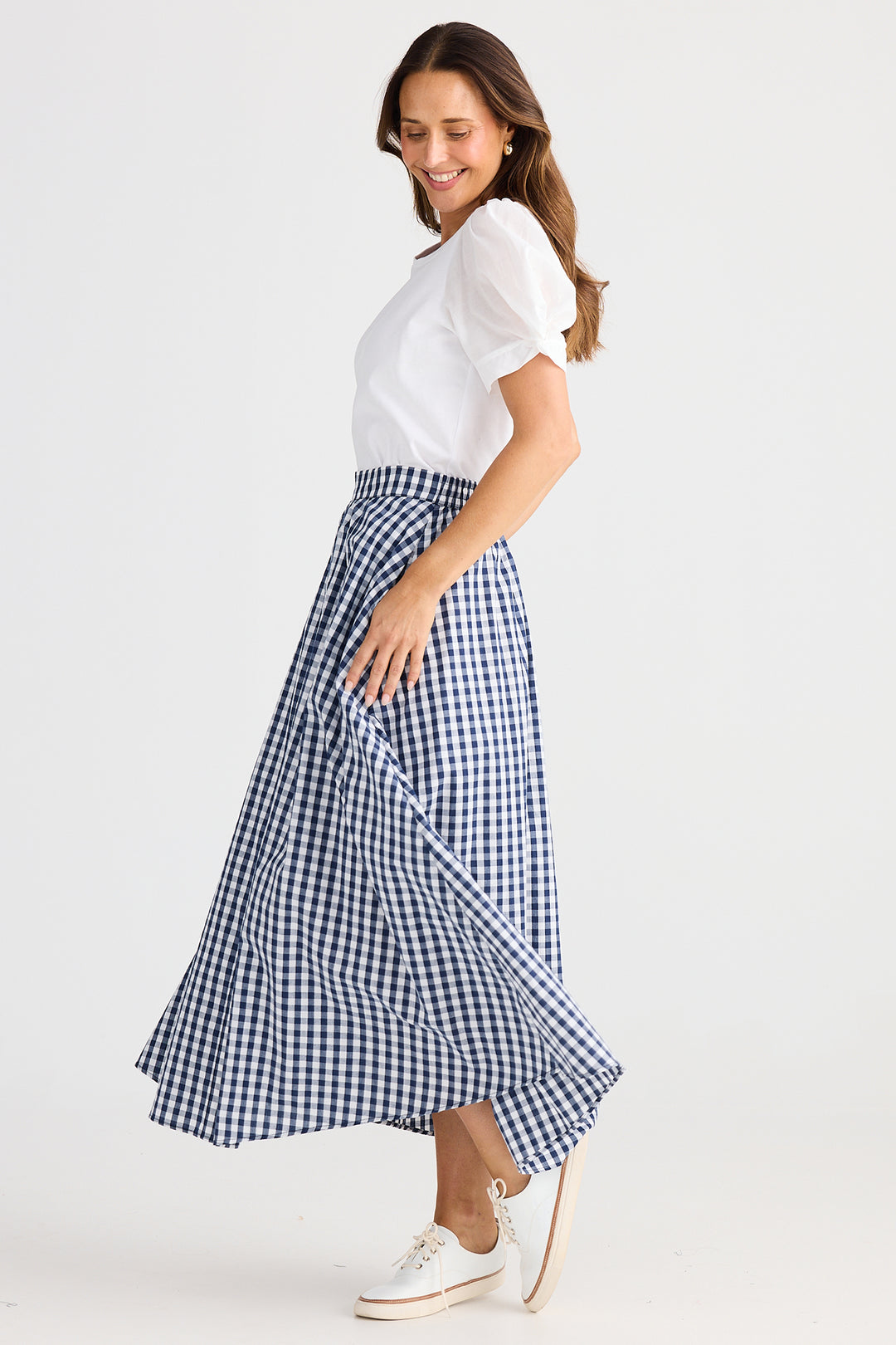 Brave+True BT25384-1 Lucy Navy Gingham Skirt