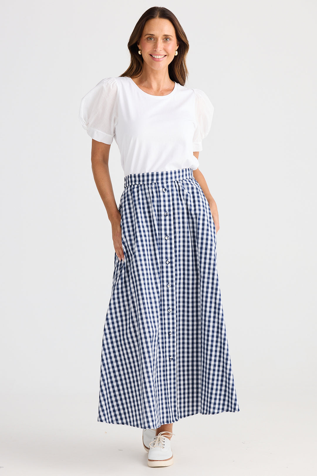 Brave+True BT25384-1 Lucy Navy Gingham Skirt