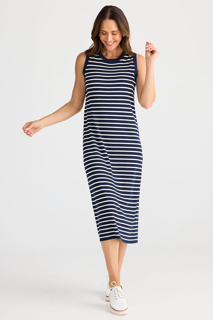 Brave+True BT25463-1 Squad Navy White Stripe Dress