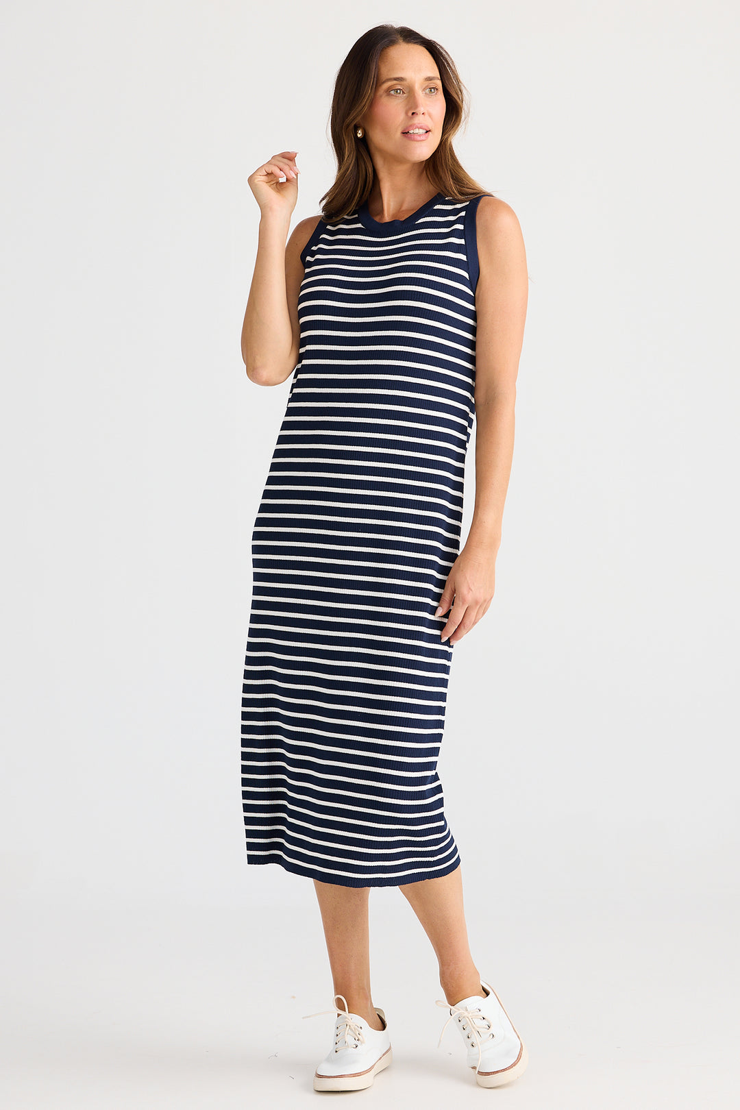 Brave+True BT25463-1 Squad Navy White Stripe Dress