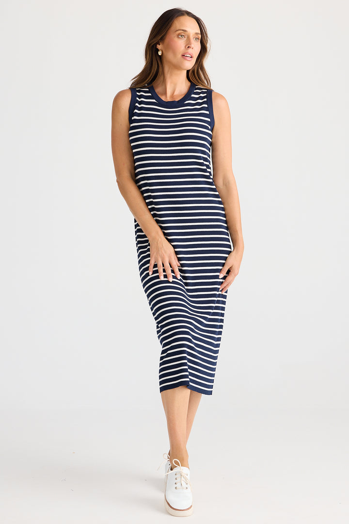 Brave+True BT25463-1 Squad Navy White Stripe Dress