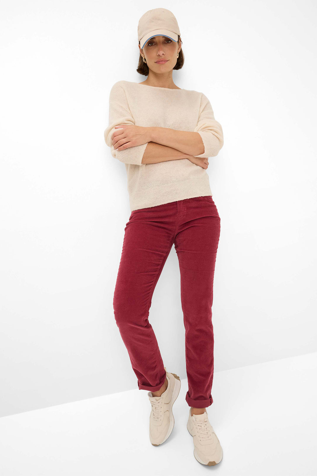 Brax Carola 77-1838 40 9175120 Mulberry Red Cosy Corduroy Trousers