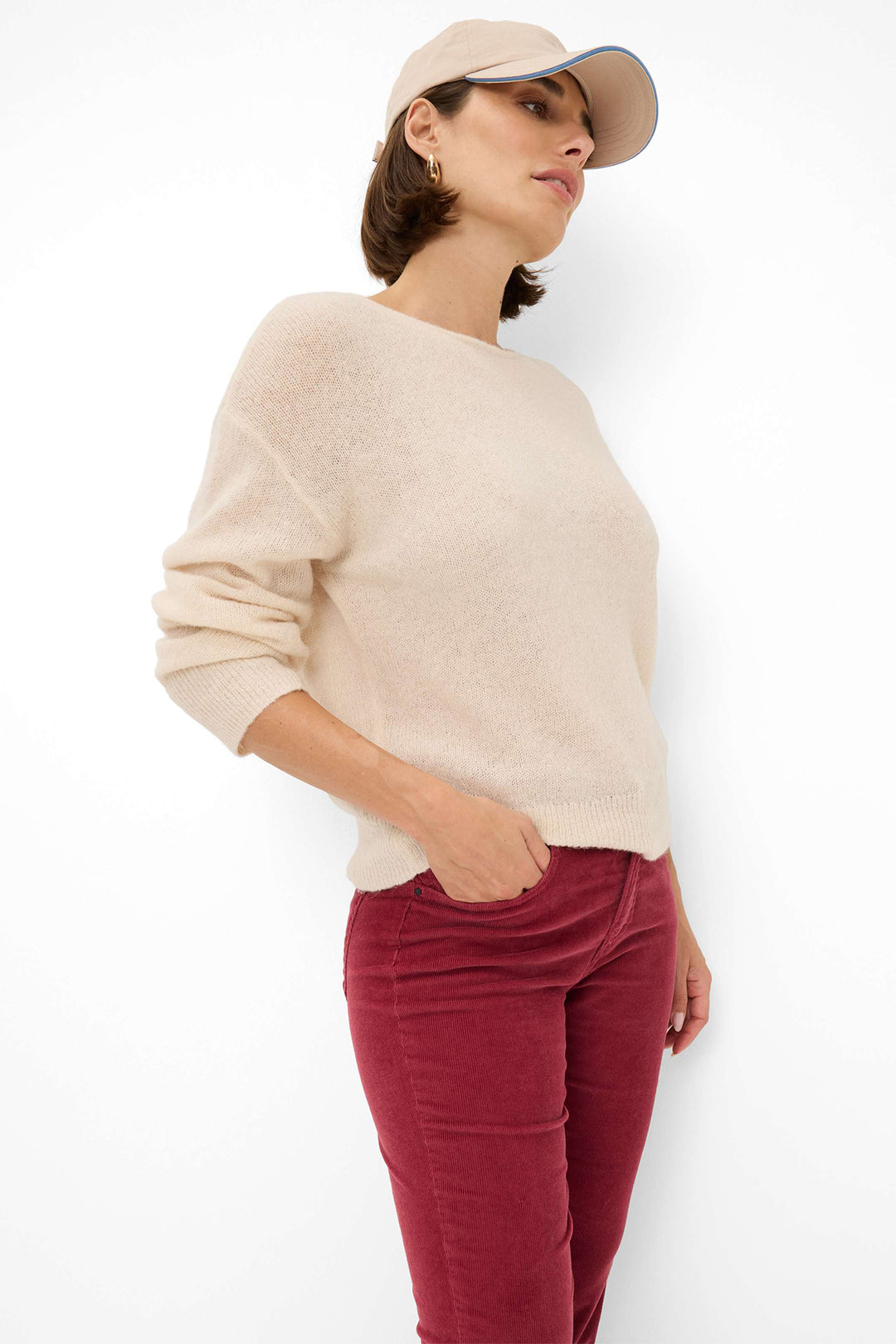 Brax Carola 77-1838 40 9175120 Mulberry Red Cosy Corduroy Trousers