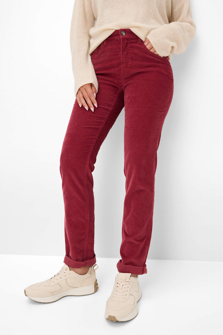 Brax Carola 77-1838 40 9175120 Mulberry Red Cosy Corduroy Trousers