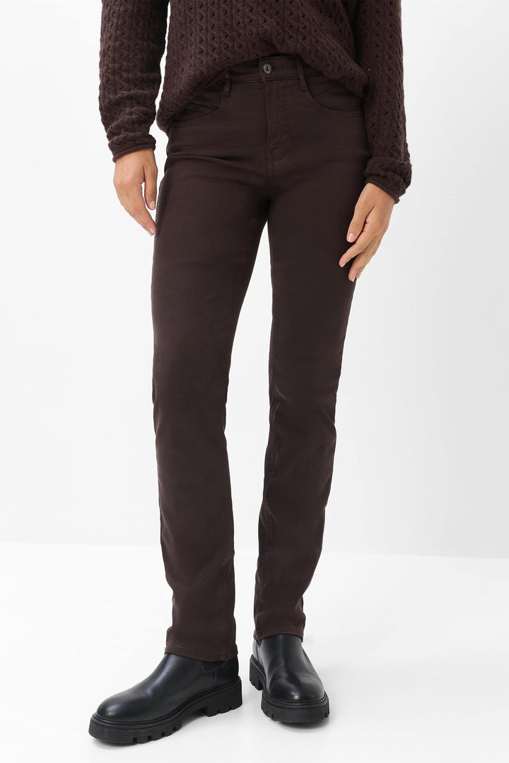 Brax Carola brown corduroy trousers, detail view