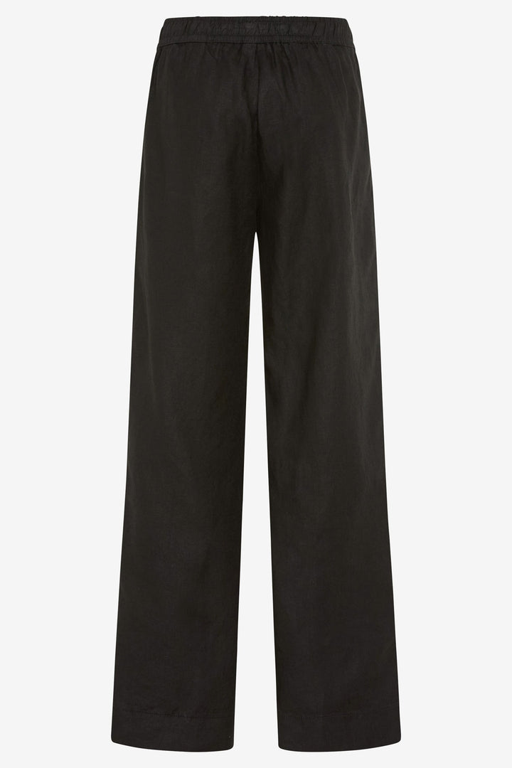 Brax Farina 09-2202 09885020 02 Black Linen Drawstring Waist Trousers
