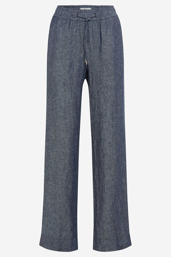 Brax Farina 09-2202 09885020 20 Dark Blue Linen Drawstring Waist Trousers