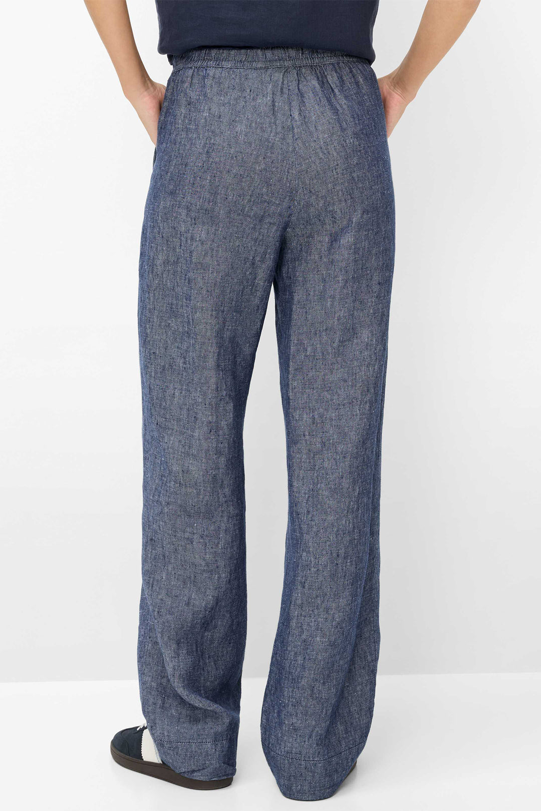 Brax Farina 09-2202 09885020 20 Dark Blue Linen Drawstring Waist Trousers