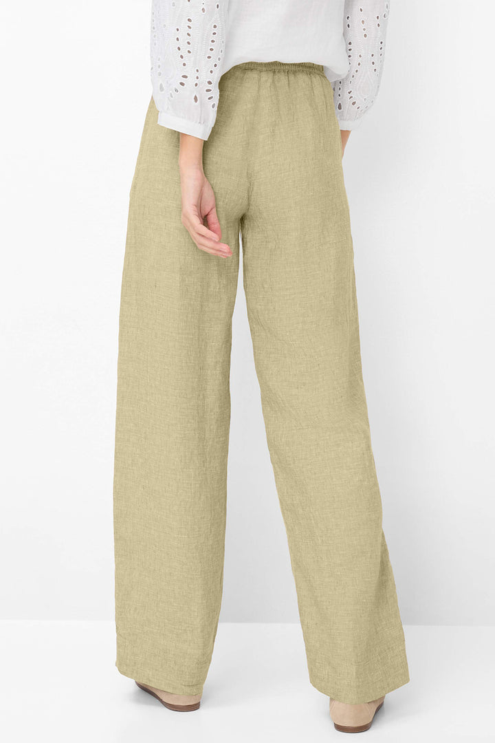 Brax Farina 09-2202 37 9885020 Khaki Linen Drawstring Waist Trousers