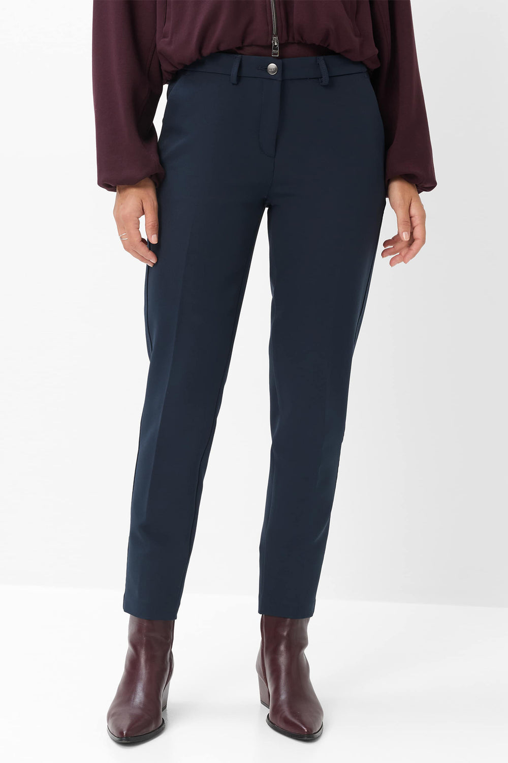 Brax Maron S navy tailored trousers, detail view