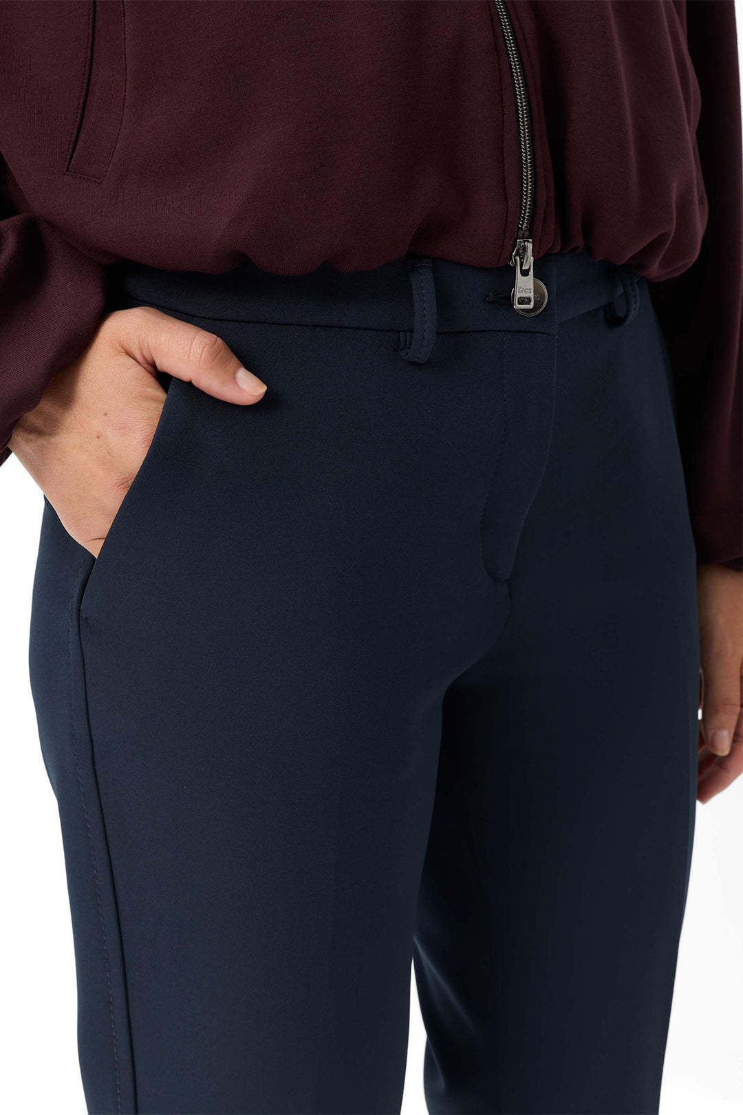 Brax Maron S navy tailored trousers, detail view