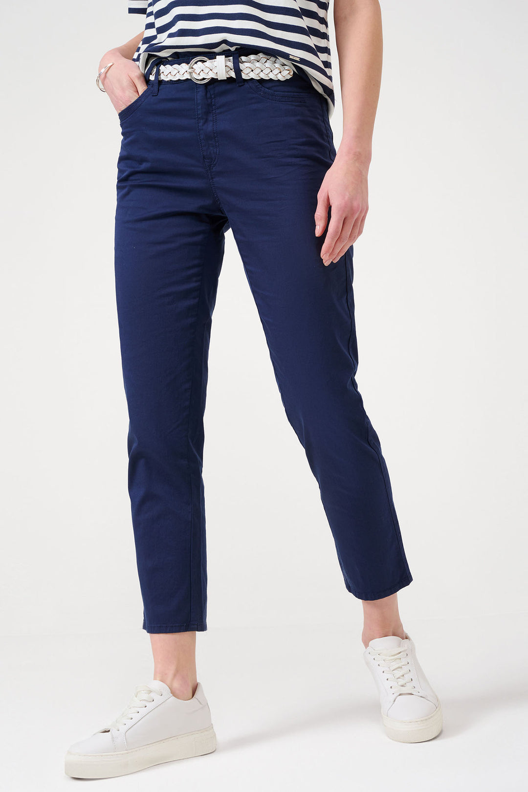 Brax Mary S 71-3208 22 Navy Shortened Five Pocket Trousers - Shirley Allum Boutique