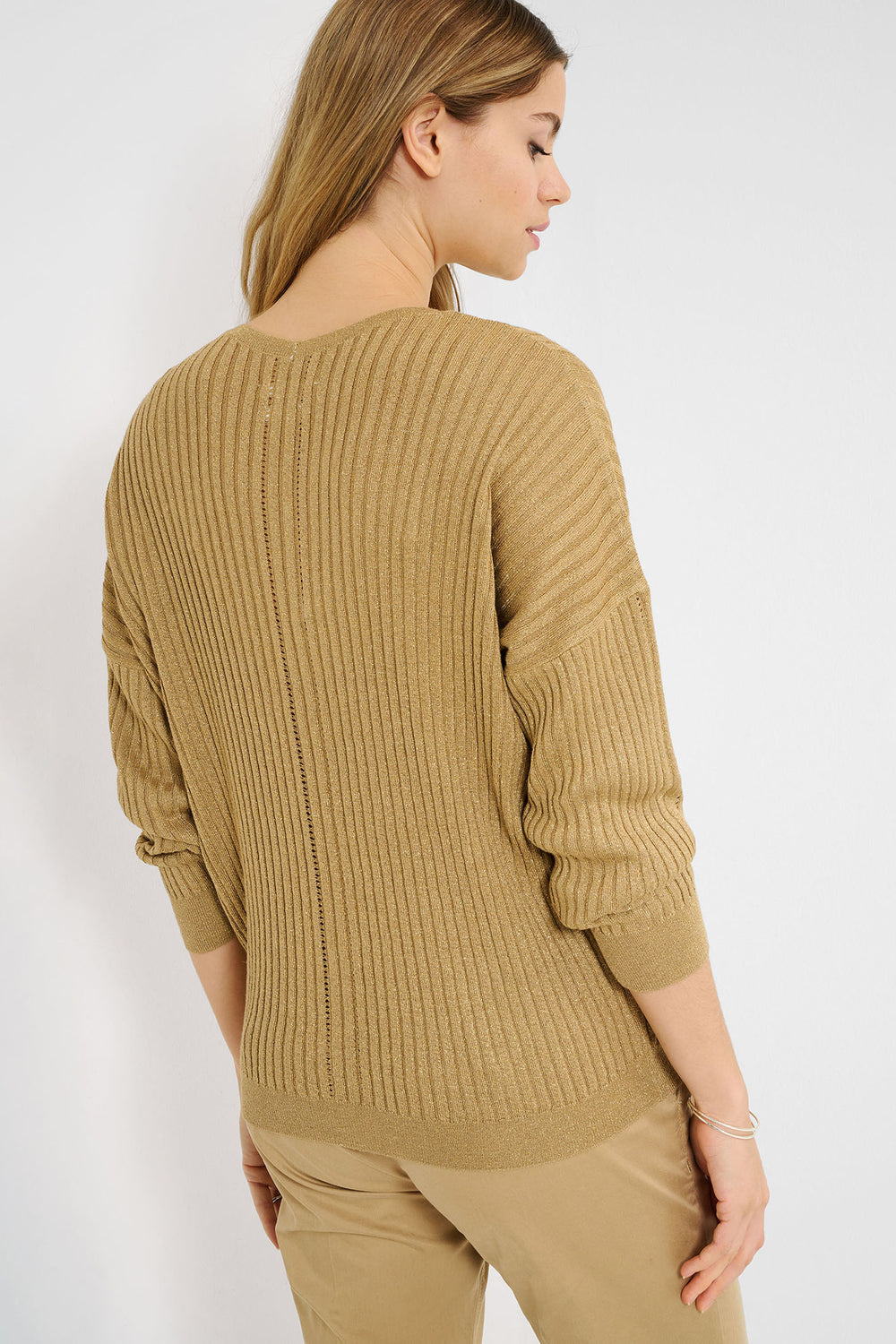 Brax Nala 34-3128 55 90171300 Sand V-Neck Jumper - Shirley Allum Boutique