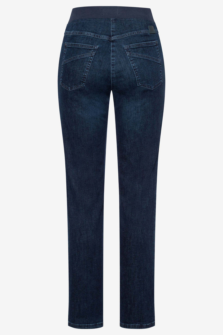 Dark blue jeans on a white background