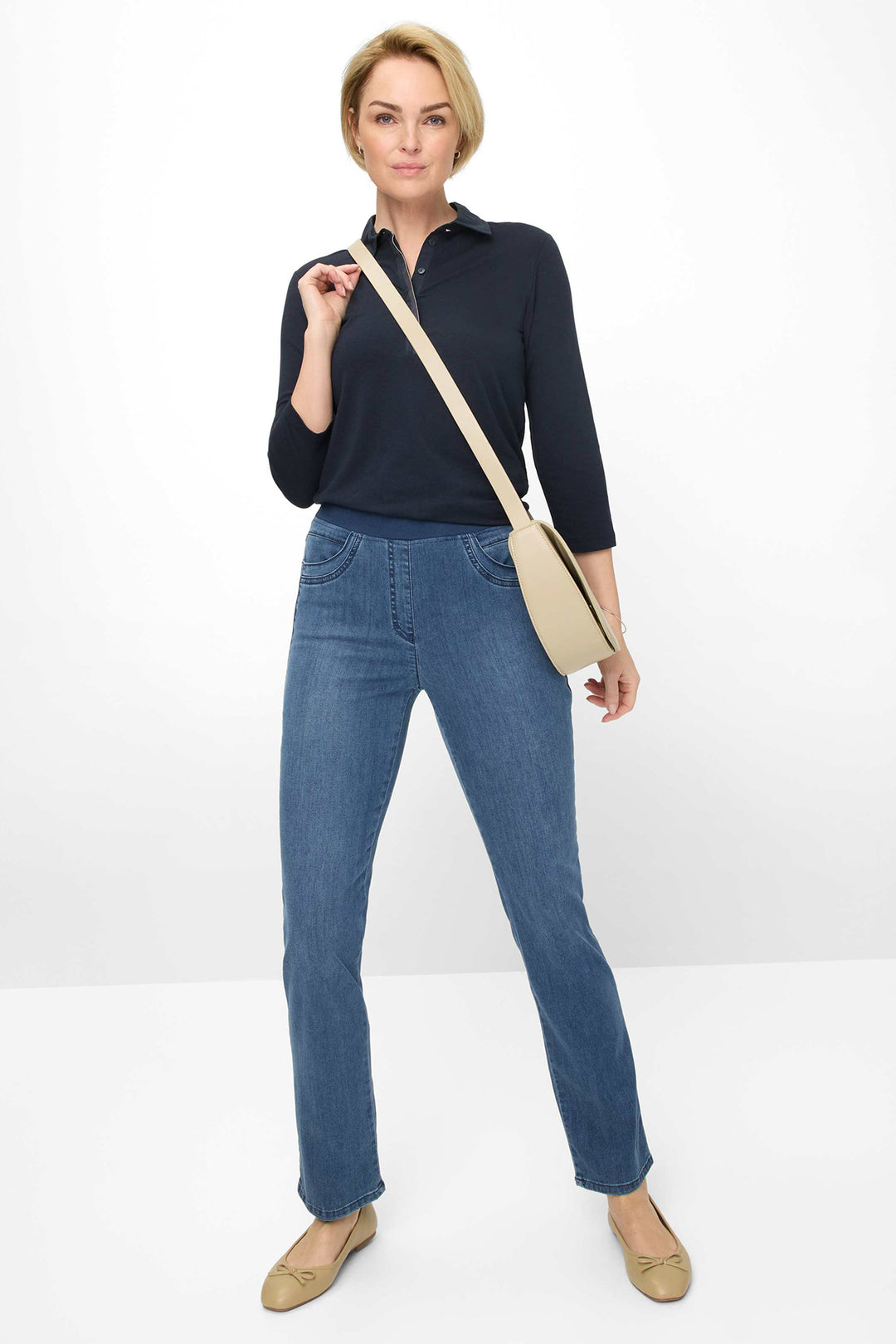 Brax Pamina Fun 11-6308 25 10918620K Blue Denim Stone Used Pull-On Jeans