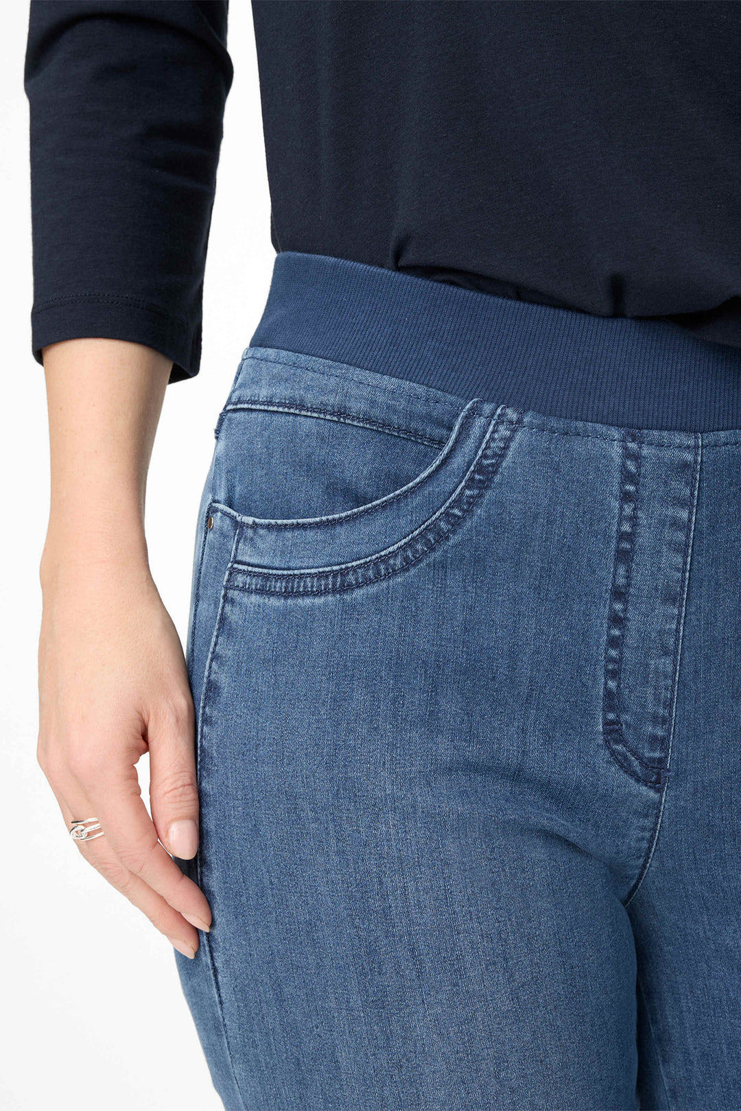 Brax Pamina Fun 11-6308 25 10918620K Blue Denim Stone Used Pull-On Jeans