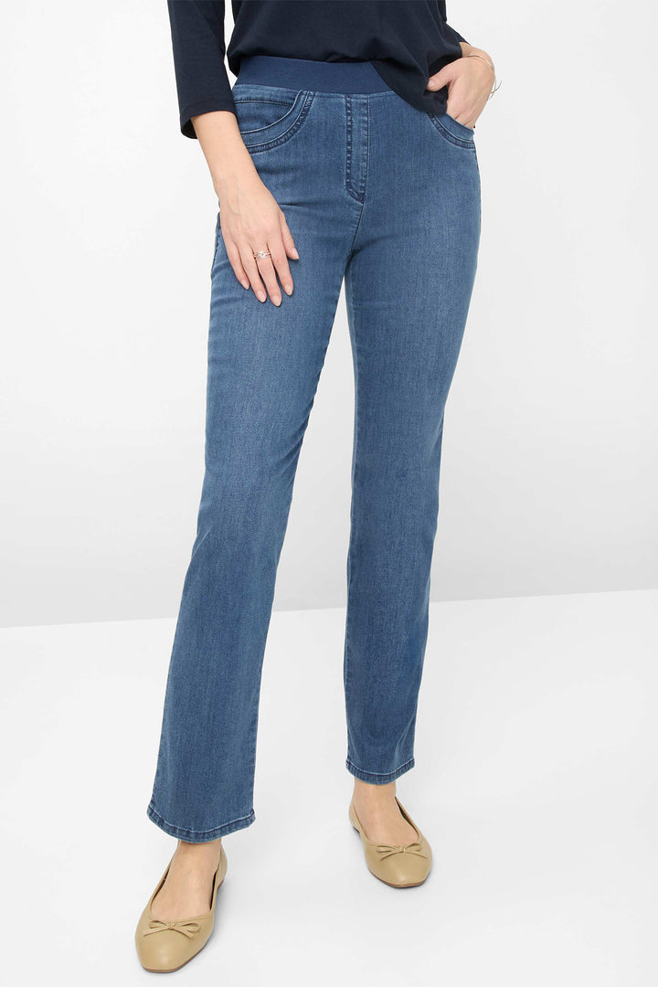 Brax Pamina Fun 11-6308 25 10918620K Blue Denim Stone Used Pull-On Jeans