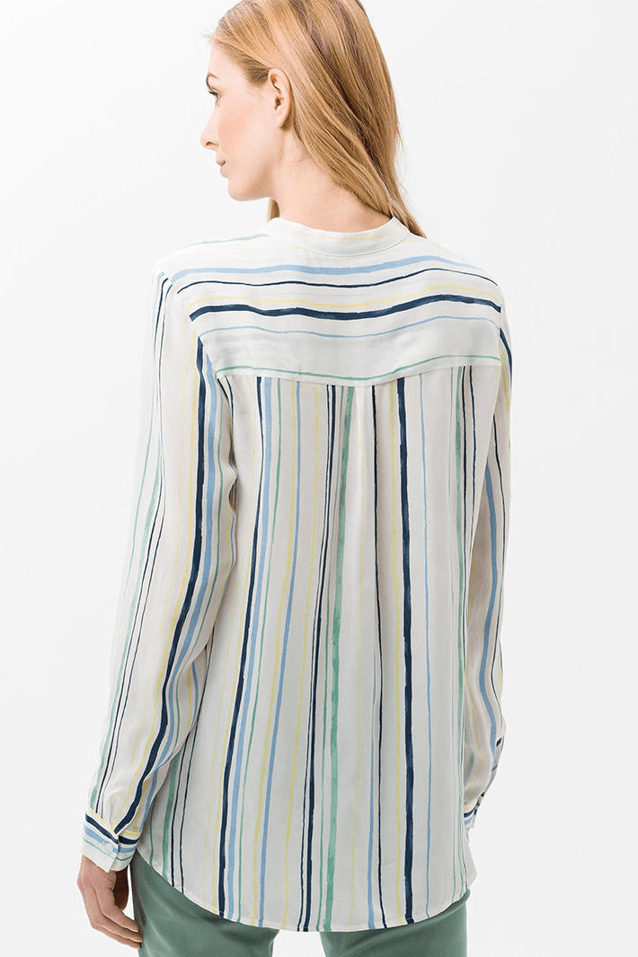 Brax Val 44-9747 37 Blue Stripe Blouse - Shirley Allum Boutique