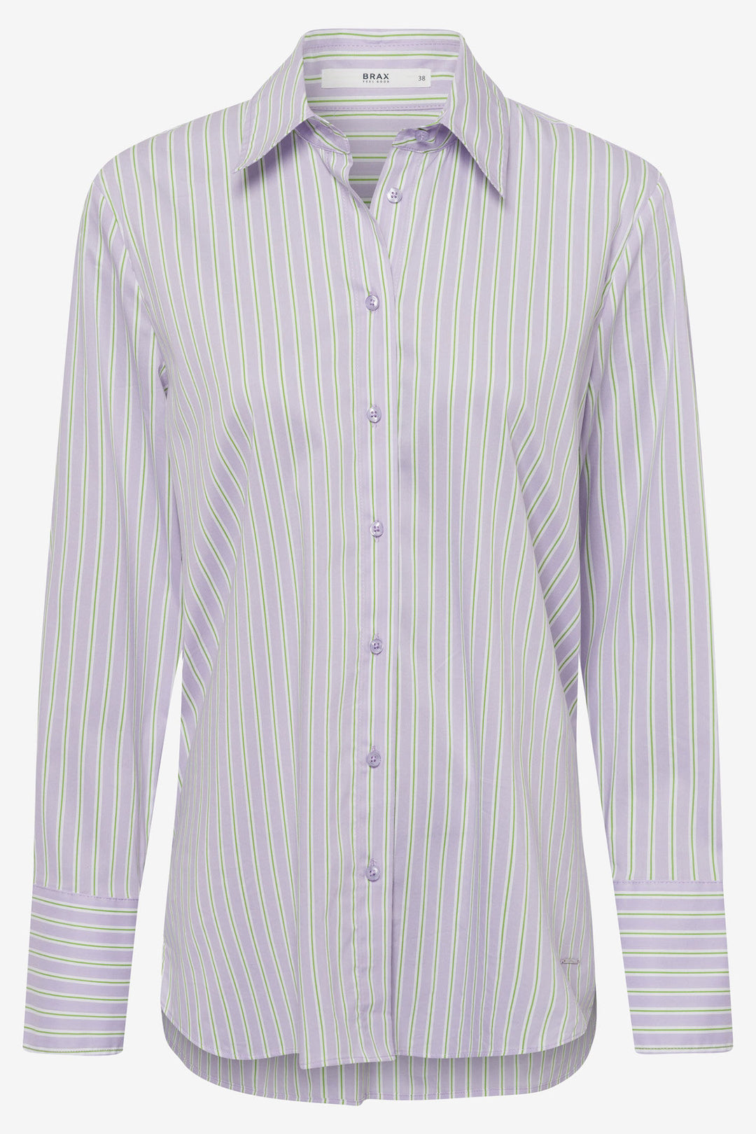 Brax Vicki 44-2582 94112400 84 Soft Purple Striped Shirt - Shirley Allum Boutique