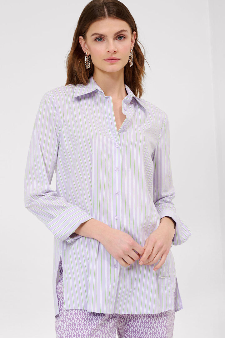 Brax Vicki 44-2582 94112400 84 Soft Purple Striped Shirt - Shirley Allum Boutique