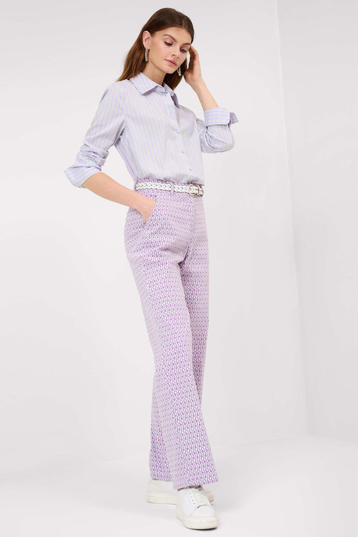 Brax Vicki 44-2582 94112400 84 Soft Purple Striped Shirt - Shirley Allum Boutique