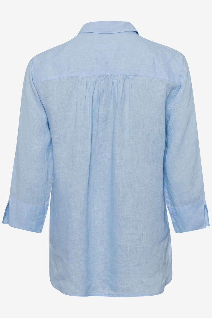 Brax Vicki 44-7038 94110200 27 Blush Blue Long Sleeve Linen Shirt - Shirley Allum Boutique
